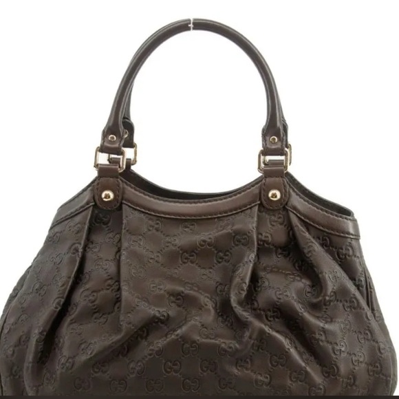 Gucci GG Guccisima Brown Interlocking GG Sukey Leather Shoulder Bag - Picture 2 of 7
